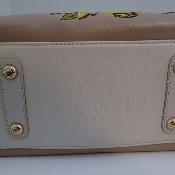 Shariff 1827 Designer Leather & Sunflower Embroidered Shoulder Bag - Picture 9 of 13